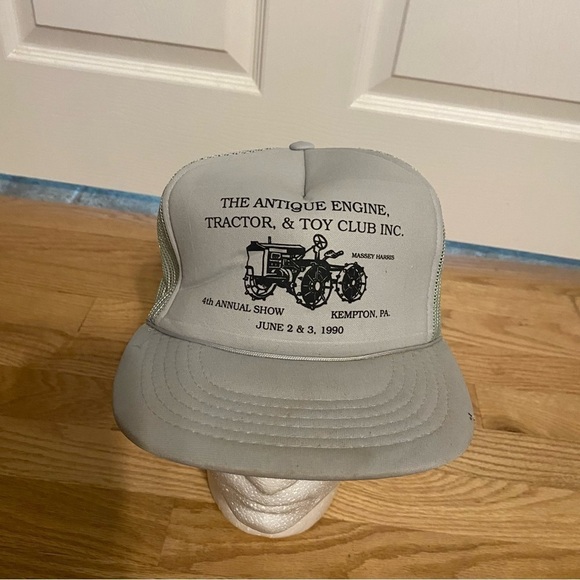 Vintage Antique Engine Tractor & Toy Club Trucker Hat Snap Back Mesh 1990 Show - Picture 2 of 10